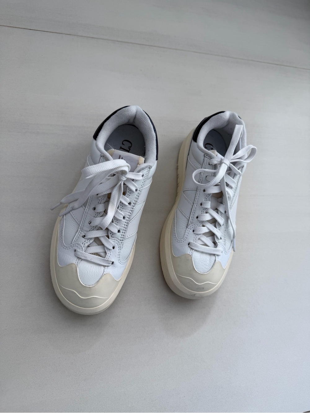 New Balance White and Cream Low-Top Sneakers